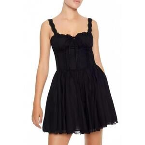 Chic Black Lace-Trim Dress